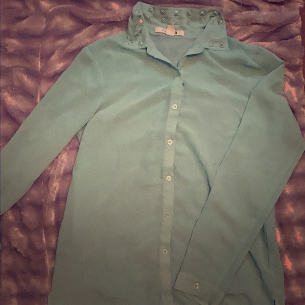 Turquoise long sleeve shirt